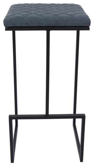 LeisureMod Quincy Quilted Stitched Leather Bar Stools With Metal Frame