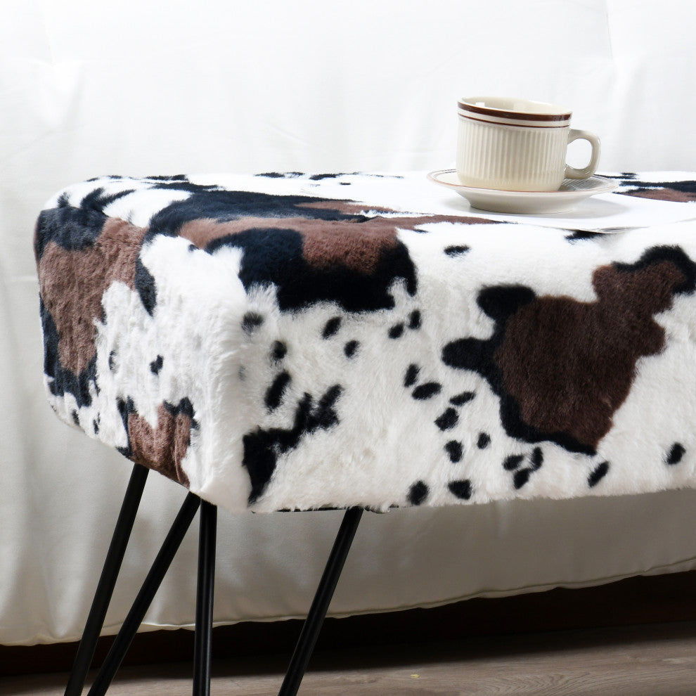 Cows Flowers Rectangle Ottoman, Cows Flowers, 46x16x17