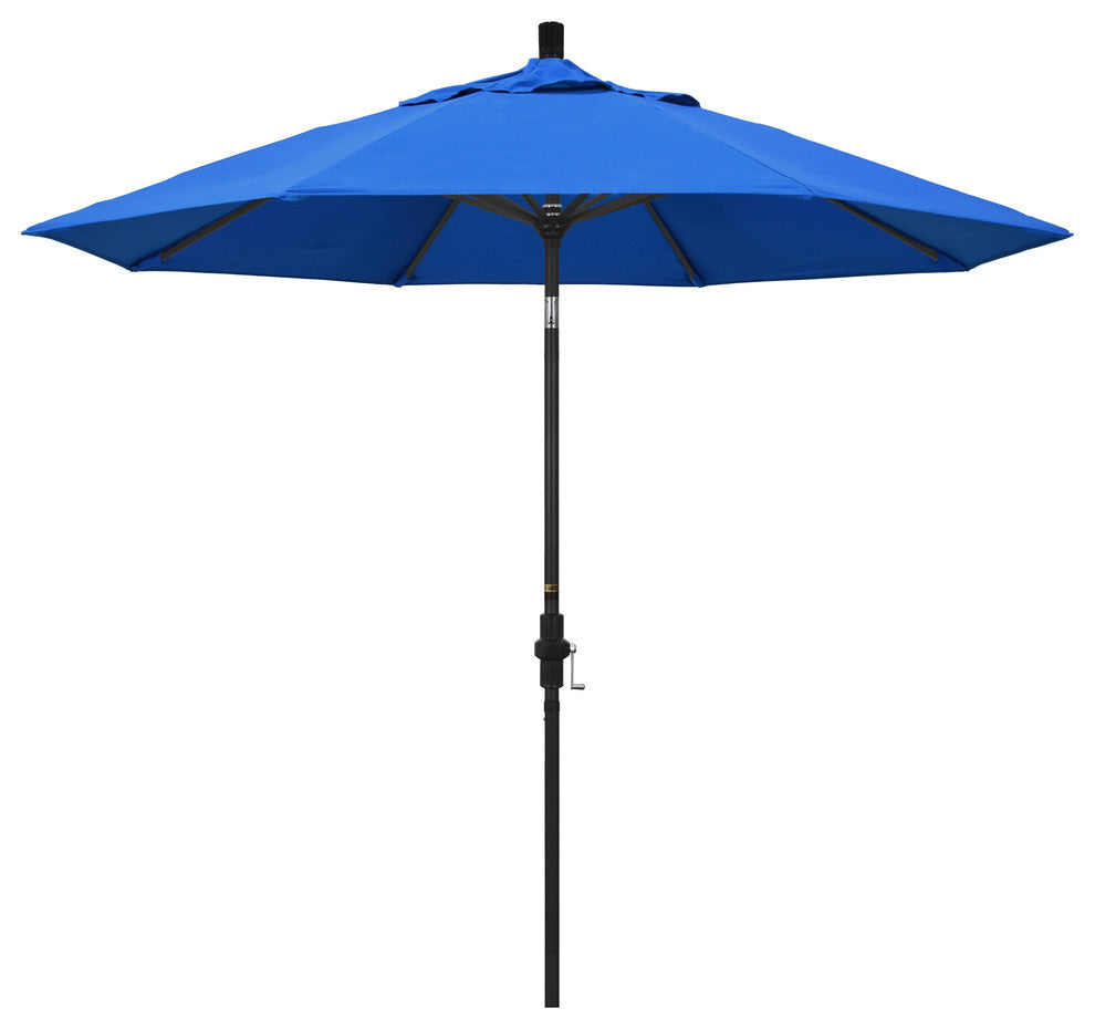 9' Stone Black Collar Tilt Crank Aluminum Umbrella, Royal Blue Olefin