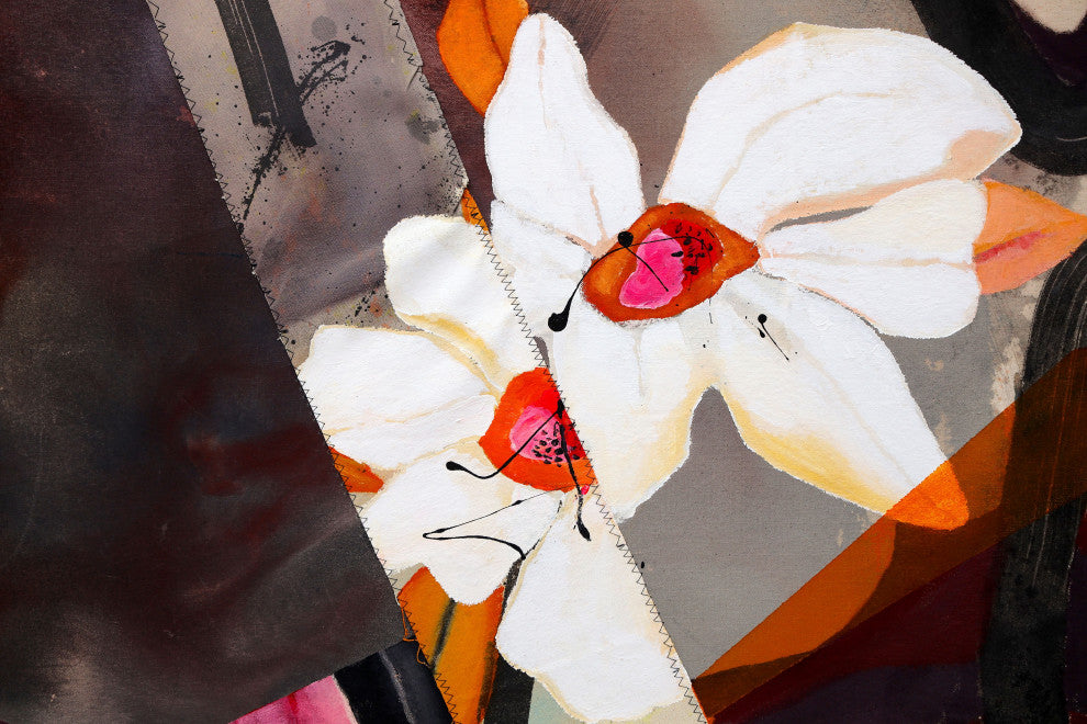 Flower painting, Abstract impressionst artwork on canvas
