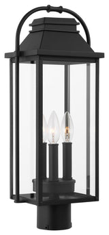 Wellsworth 3-Light Outdoor Exterior Post Lantern, Textured Black