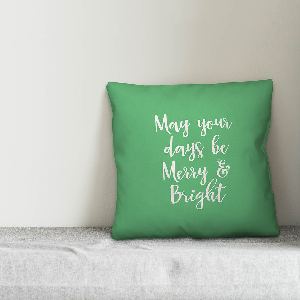 Merry Christmas, Gray 18x18 Throw Pillow Cover