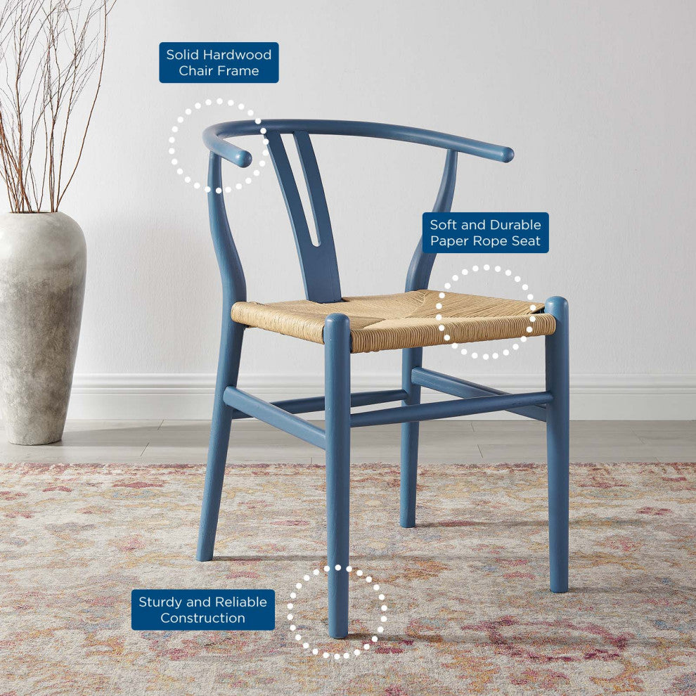 Side Dining Chair, Wood, Blue, Modern, Cafe Bistro Restaurant Hospitality