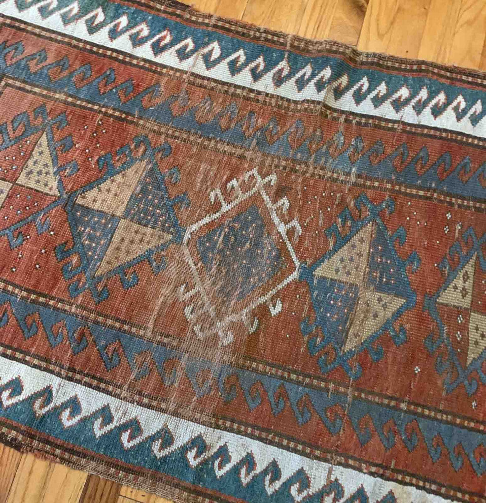 Handmade Antique Collectible Caucasian Kazak Rug, 2.7'x4.2', 82cmx128cm 1880