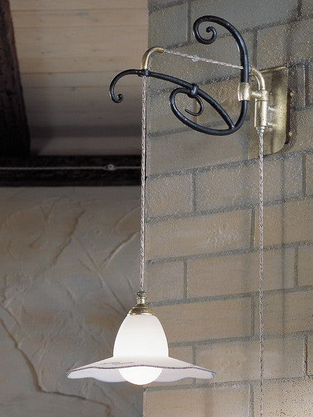 Country Line 1818 Wall Sconce, Verdigris And Rust, Satin White and Blue