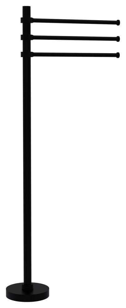 Towel Stand with 3 Pivoting 12" Arms, Matte Black