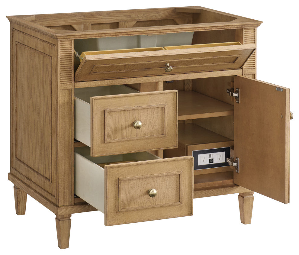 Lorelai 36" Single Vanity, Light Natural Oak, 3 CM White Zeus Top
