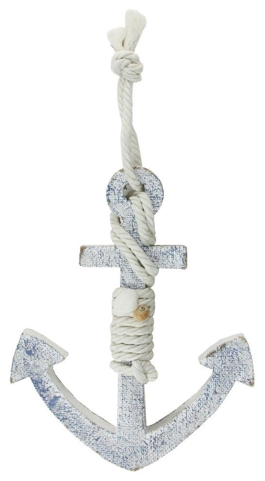 12" White and Blue Nautical Hanging Anchor Wall Decor