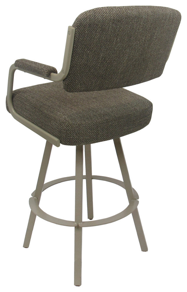 Swivel Metal Bar Stool on Warren Base, Plumley Cocoa/Beige, 34"
