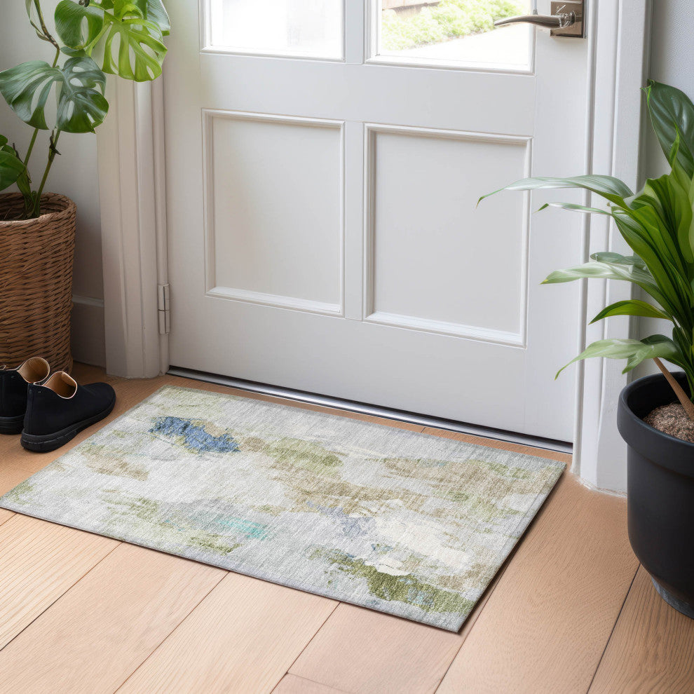 Machine Washable Indoor/Outdoor Chantille ACN1914 Beige 1'8" x 2'6" Rug