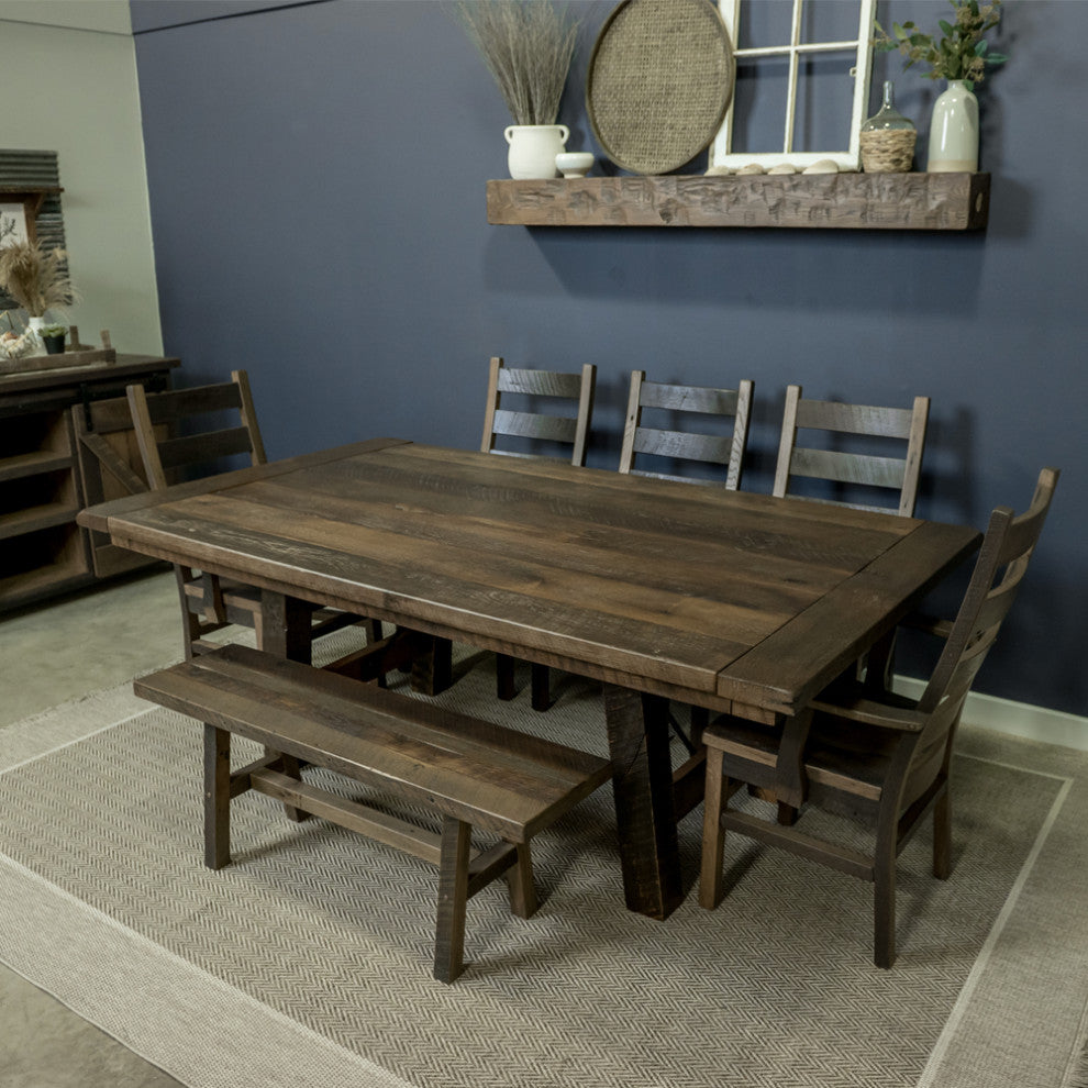 Montana Dining Table, Reclaimed Barnwood, Natural, 54x66, 2 Breadboard Exts