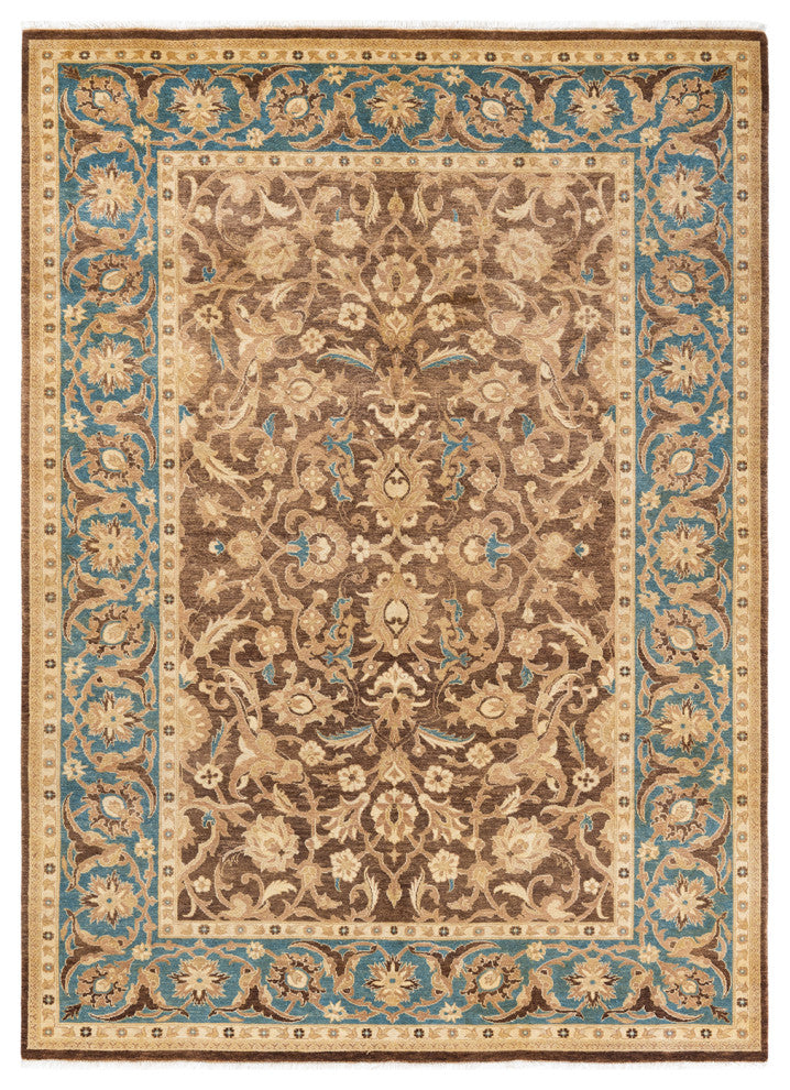 Eclectic, One-of-a-Kind Hand-Knotted Area Rug Yellow, 6' 1 x 8' 7