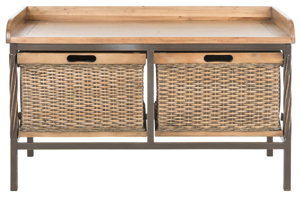 Safavieh Noah 2-Drawer Wooden Storage Bench, Antique Pewter, Medoak