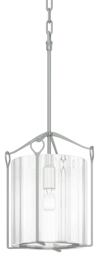 Bow Tall Mini Pendant, Vintage Platinum Finish, Clear Fluted Glass