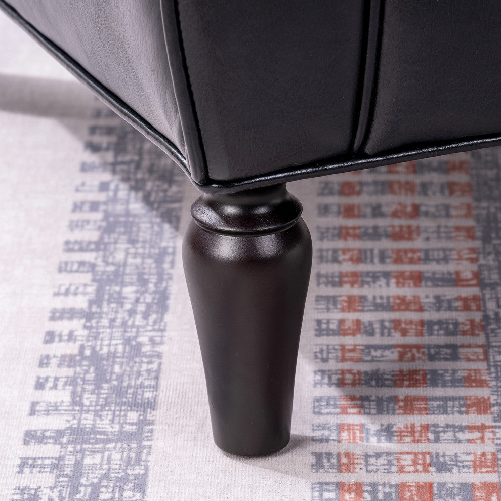 Faux Leather/Fabric Armchair with Wood Legs, Black, 26'' X 30''