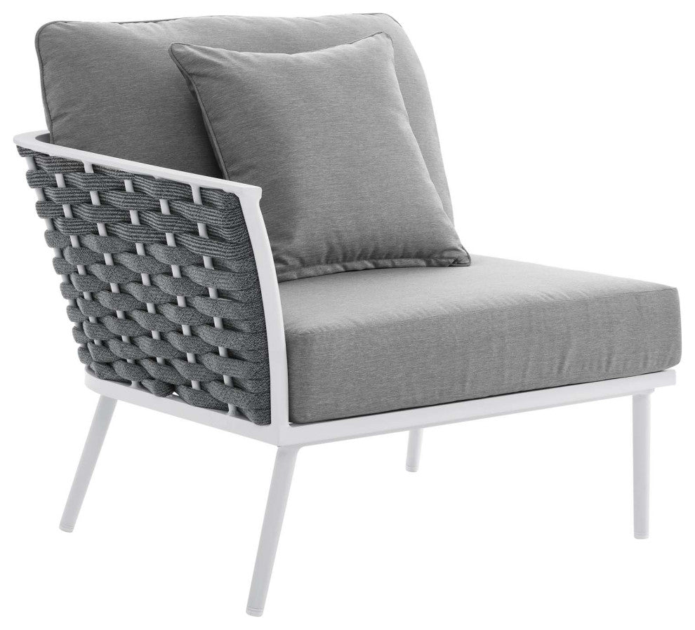 8 Piece Patio Aluminum Outdoor Patio Aluminum Sectional Sofa Set, White Gray