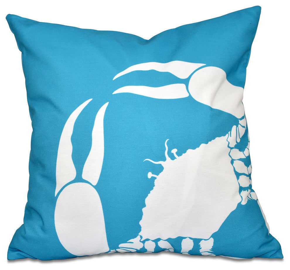 Crab Dip, Animal Print Pillow, Turquoise, 20"x20"