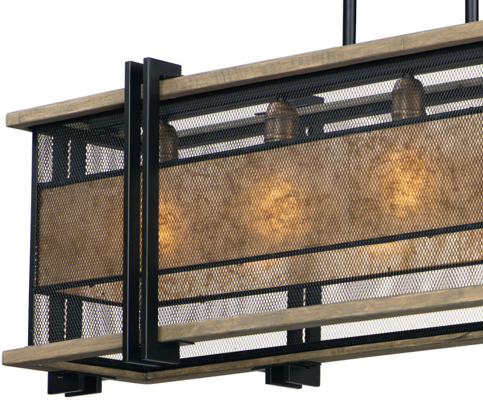 Maxim 27567 Boundry 5 Light 45"W Mica / Mesh Shade Linear - Black / Barn Wood /