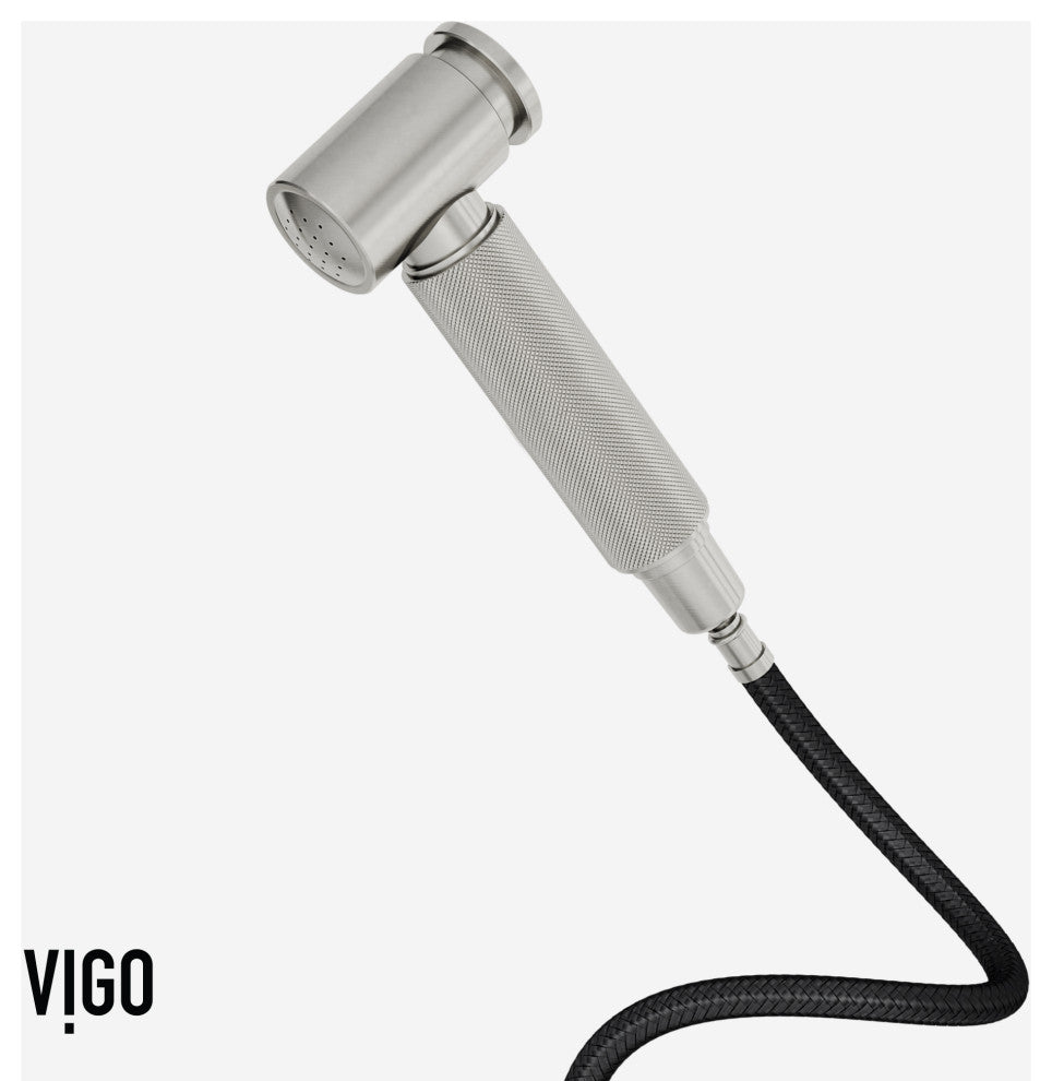 VIGO Cass 13" H Widespread Pull-Out Sprayer Kitchen Faucet, Stainless Steel