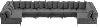 Tremblay Velvet Upholstered 8-Piece Modular U-Shaped Sectional, Grey