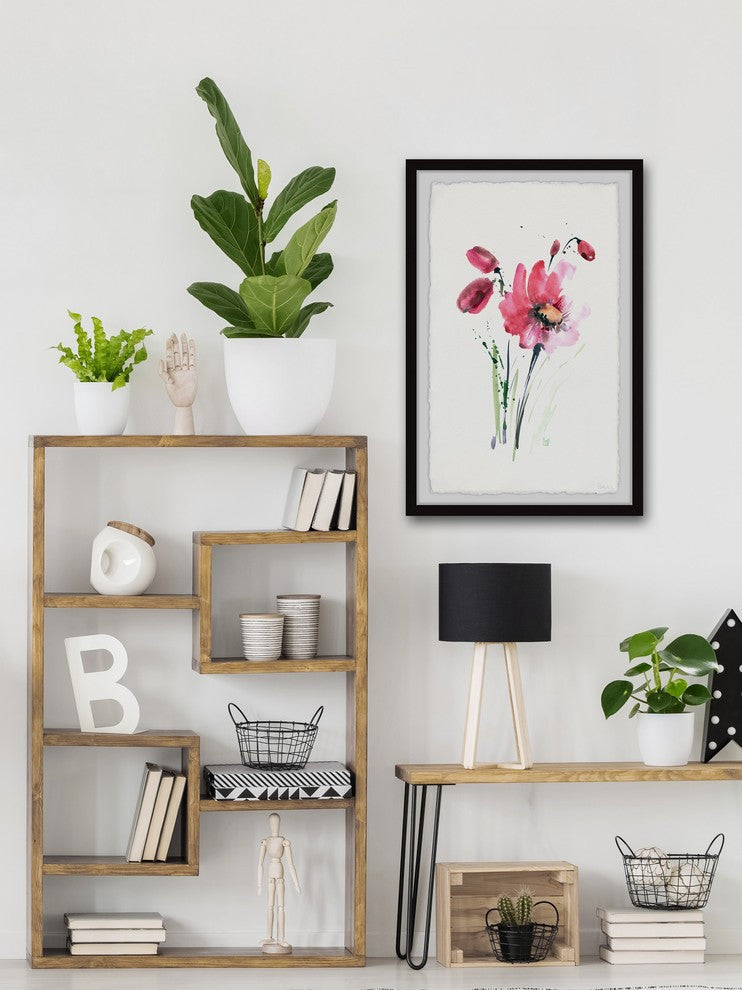 "Blooming Pink Smudge" Framed Painting Print, 16"x24"