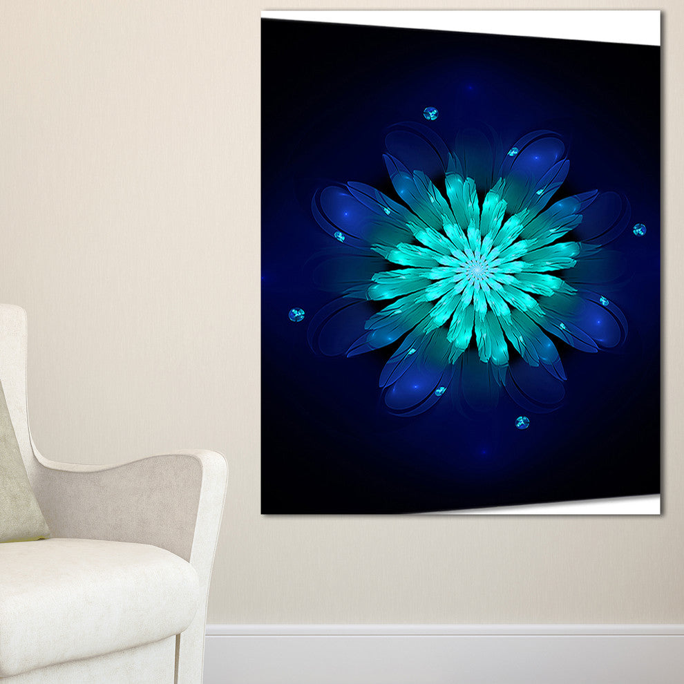 "Fractal Flower, Blue and Turquoise" Floral Art Canvas Print, 30"x40"
