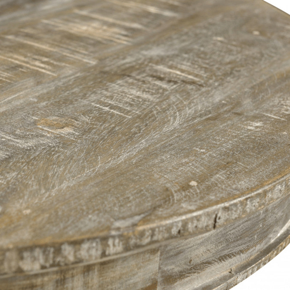 30" Gray Wash Rustic Solid Wood Round Bistro Dining Table