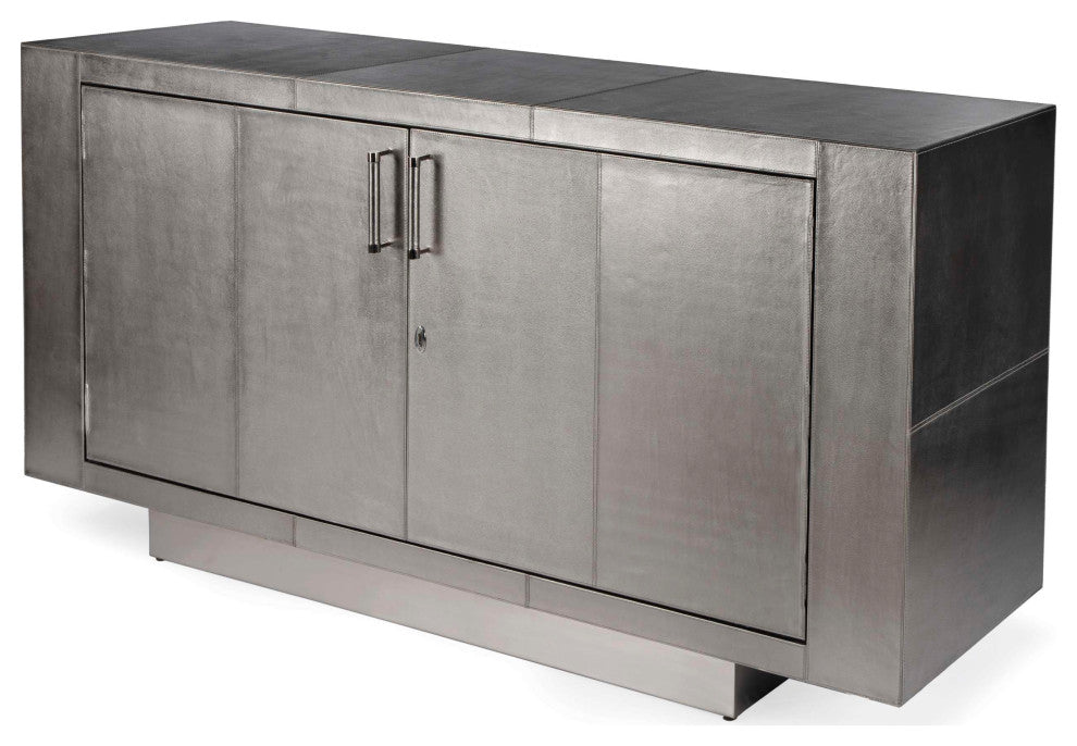 Francois Leather 70.5" Buffet Sideboard, Silver