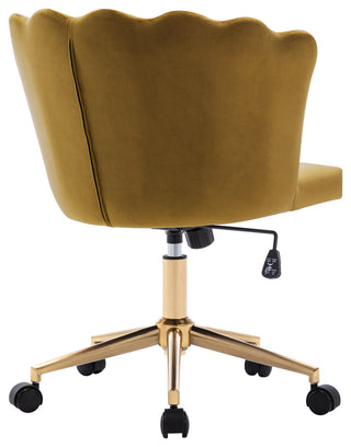 Seashell Channel Tufted Velvet Task Chair, Earthy Yellow