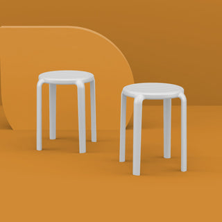 Tom Resin Dining Stool, Set of 2, Black, White