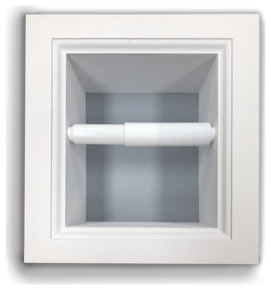 Tampa Recessed Solid Wood Toilet Paper Holder 7 x 8.5, Primed Gray