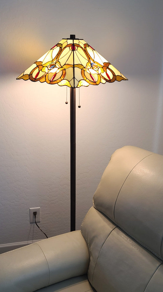 Tiffany Style 2 Light Journey Floor Lamp, 63" Tall
