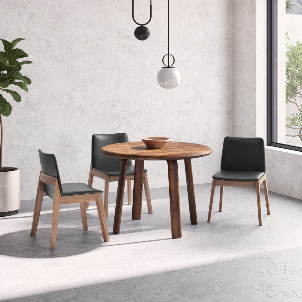 Mid - Century Modern Deco Dining Chair Black Pvc - M2 - Black