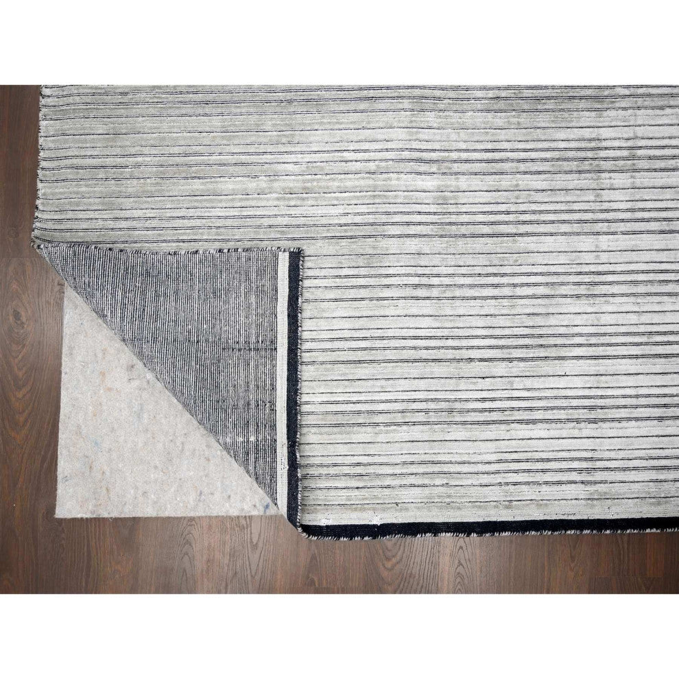 Taupe Modern Textured Hand Loomed Wool and Silk Oversized Rug, 14'x16'2"