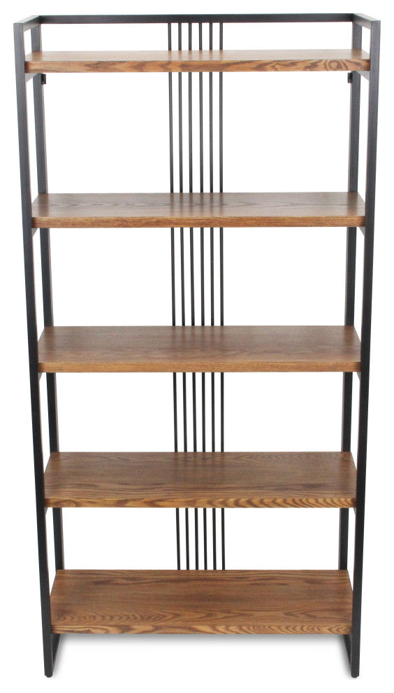 Lauxel 5 Tier Metal Framed Wood Shelf