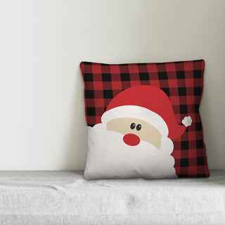Plaid Santa Claus 18"x18" Throw Pillow Cover