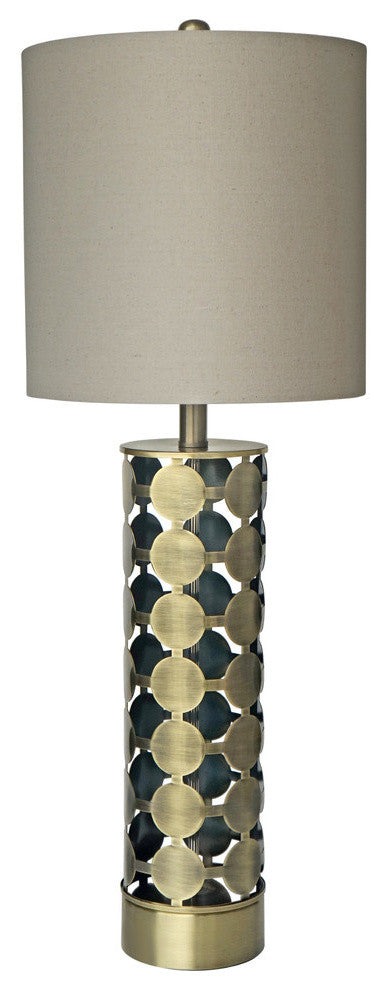 Geometric Pattern Brass Table Lamp