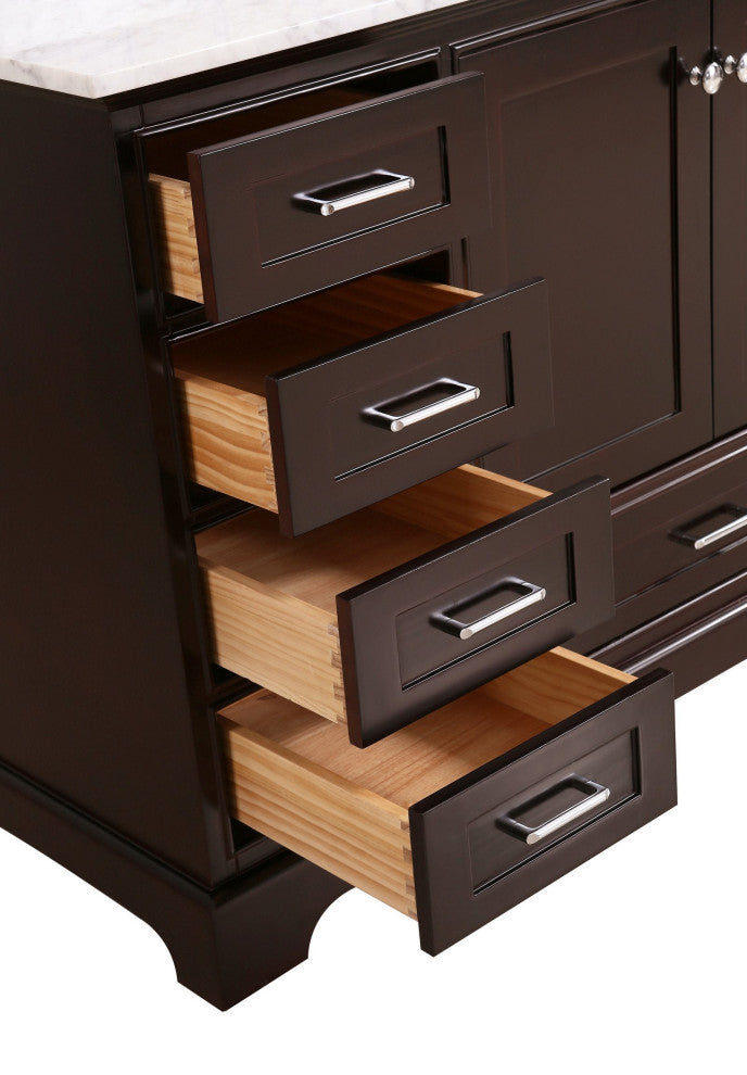 Harper 60" Bathroom Vanity, Chocolate, Carrara Marble, Single