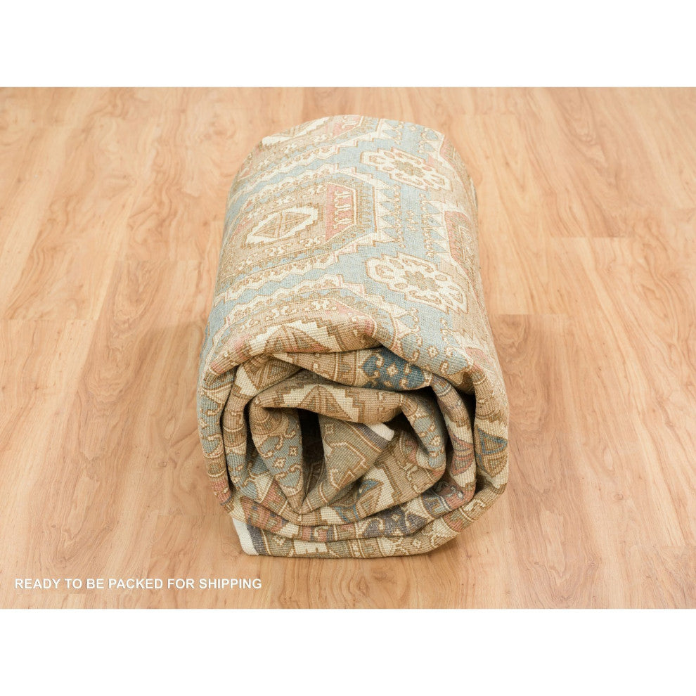 Hand Knotted Wool Caucasian Gul Motifs Distinct Abrash Oriental Rug 9'1"x12'1"