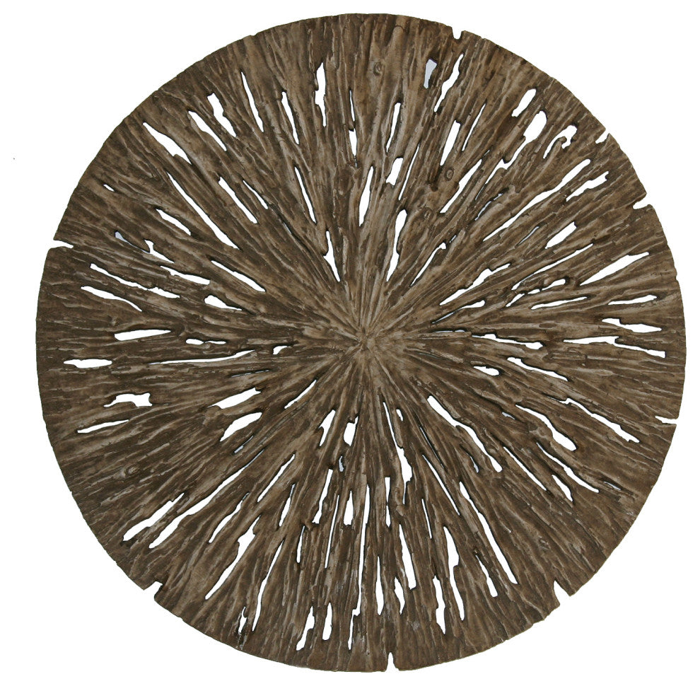 1" x 28" x 28" Brown Round Rotten Wood  Wall Decor
