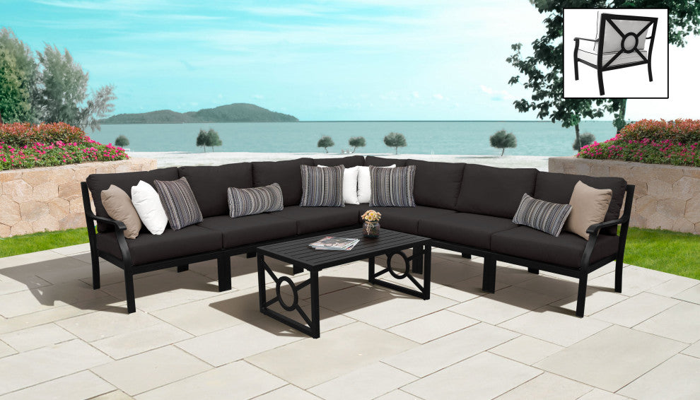 kathy ireland Madison Ave. 8 Piece Aluminum Patio Furniture Set 08a, Onyx