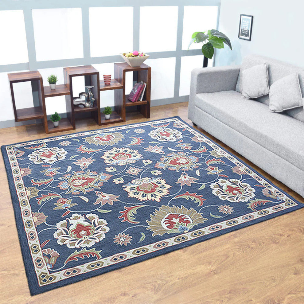 HAND TUFTED WOOL ECO-FRIENDLY AREA RUGS, Charcoal Color, Oriental Design