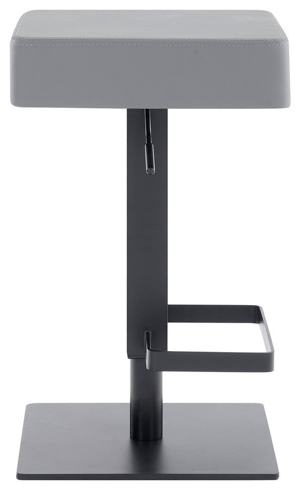 Kaylee Contemporary Swivel Barstool in Matte Black Finish and Gray Faux Leather