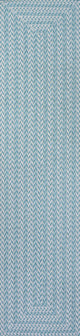 Chevron Modern Concentric Squares Indoor/Outdoor Area Rug, Aqua/Light Gray, 2x8