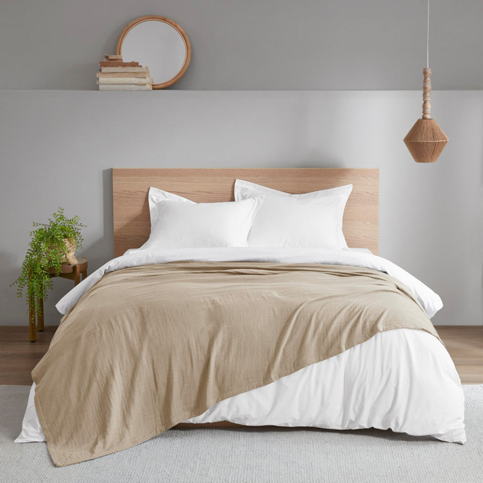 Clean Spaces Gauze 100% Cotton Lightweight Blanket, Tan