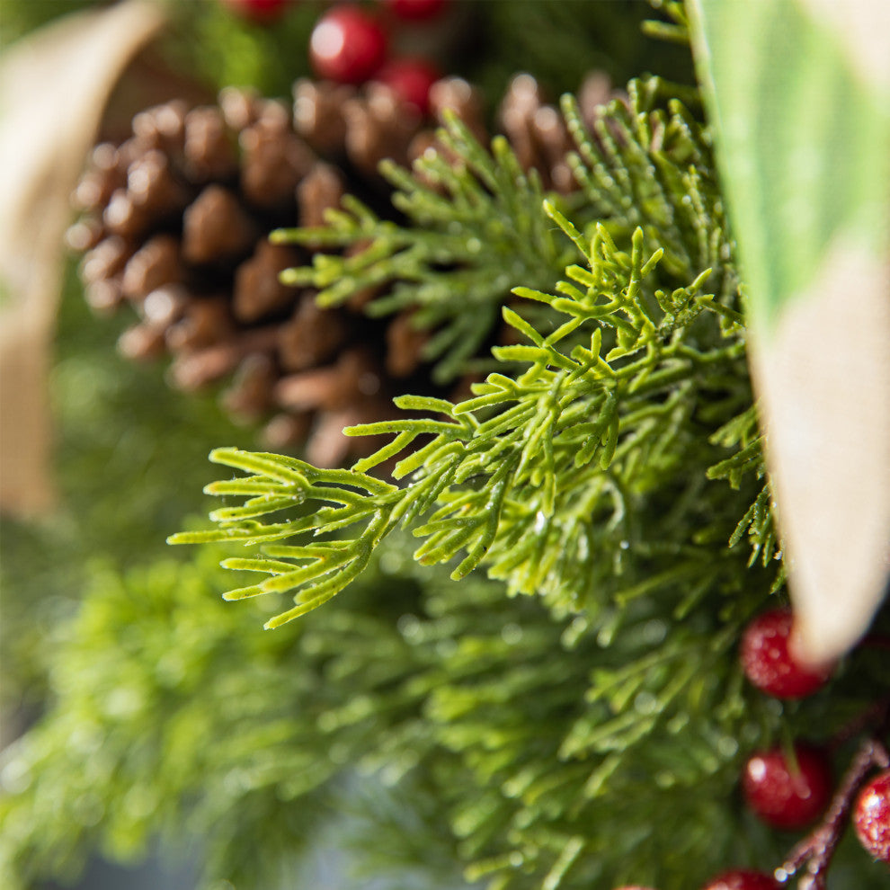 24"D Cypress Leaves Pinecone Wreath