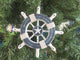 Rustic Dark Blue and White Decorative Ship Wheel With Starfish Christmas Tree