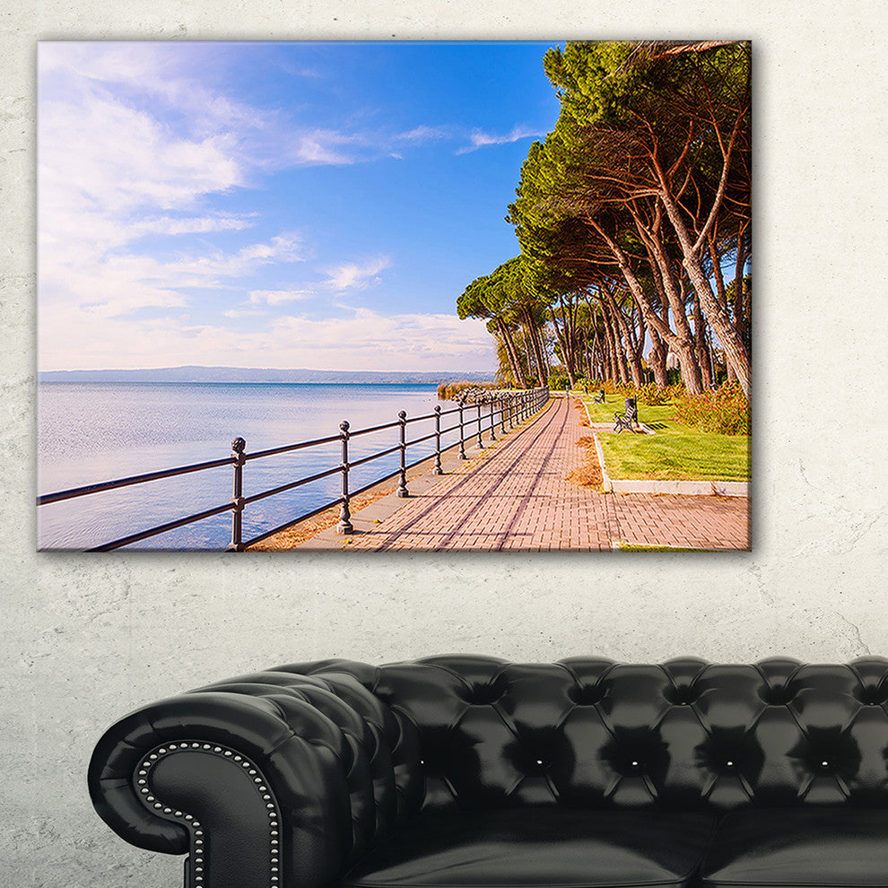 "Promenade and Pine Trees in Italy" Landscape Wall Art Print, 32"x16"