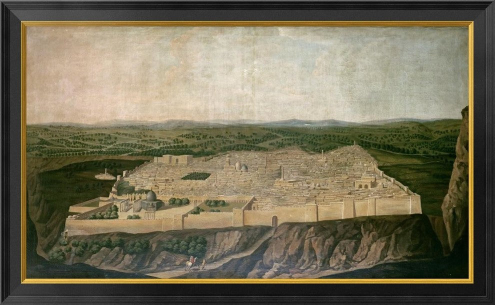 "A Panoramic View of Jerusalem"  by Jean-Baptiste Vanmour, 40x25"
