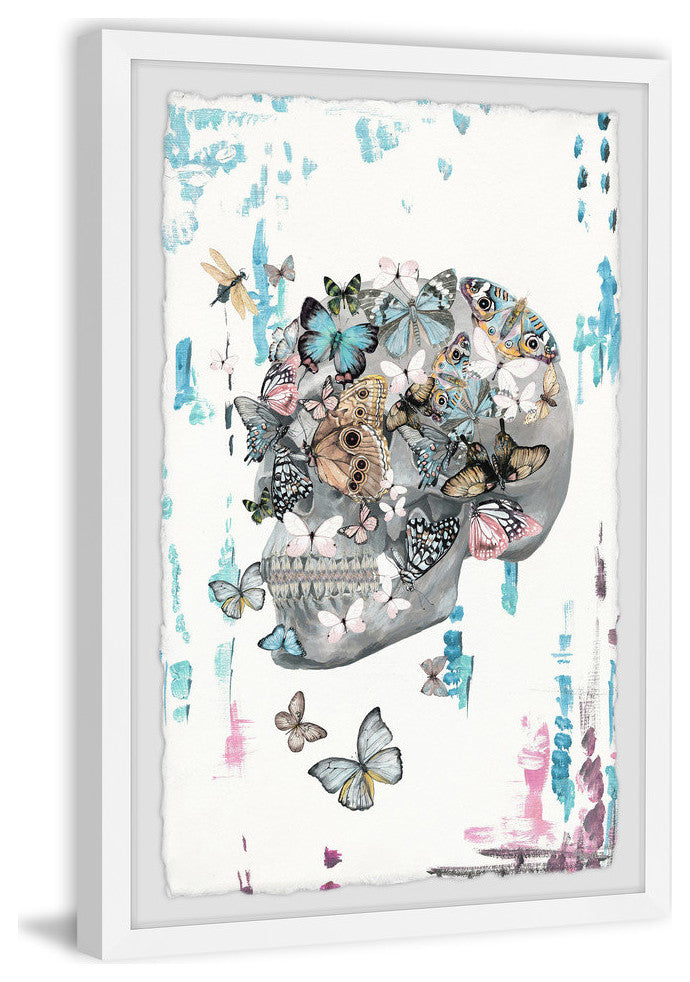 "Butterfly Skull Garden" Framed Painting Print, 16"x24"
